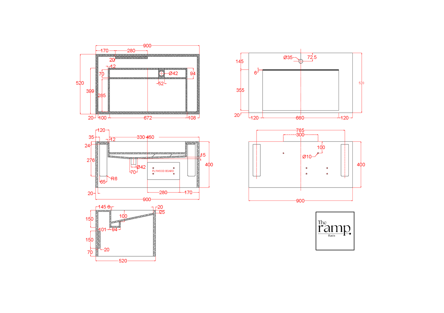 The Ramp Basin - Ramp D-Airblade 400 - 900mm