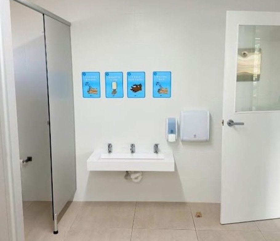 Ramp Junior Basin installed by Stennett Builders in a Early Learning Centre. Junior Ramp 100 Basins , Stonebaths.