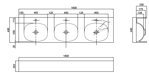 Formline 200 1800 Moulded Benchtop Basin