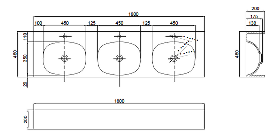 Formline 200 1800 Moulded Benchtop Basin